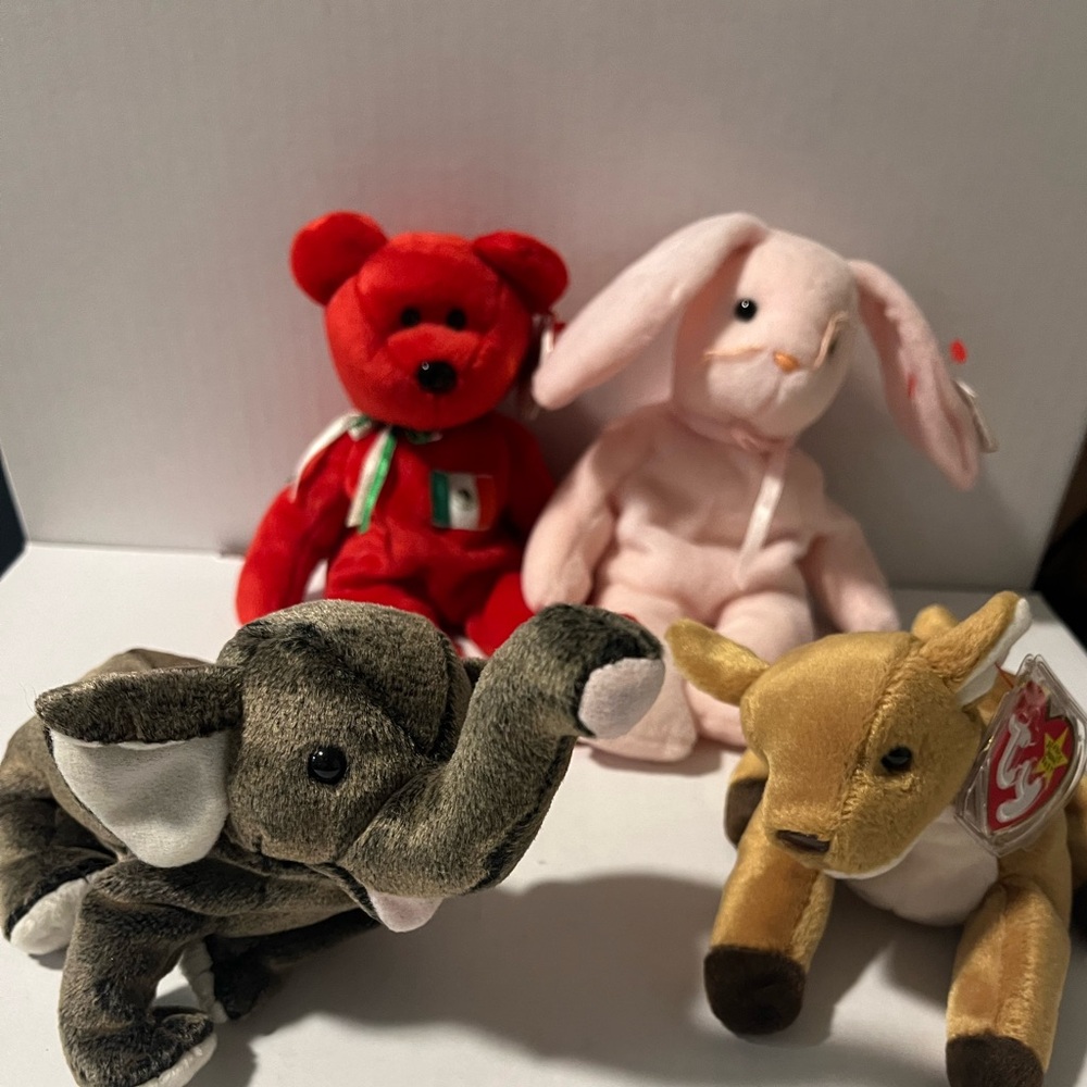🌸 EUC TY Beanie Babies Plush Stuffed Animals - Set of 4